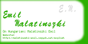 emil malatinszki business card